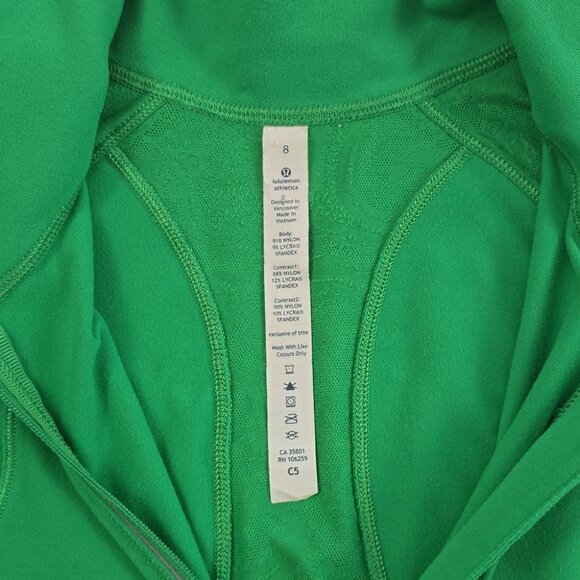 Lululemon Star Runner Pullover 1/2 Zip Top Green Bean Stretch Thumbholes Size 8 - Picture 12 of 16